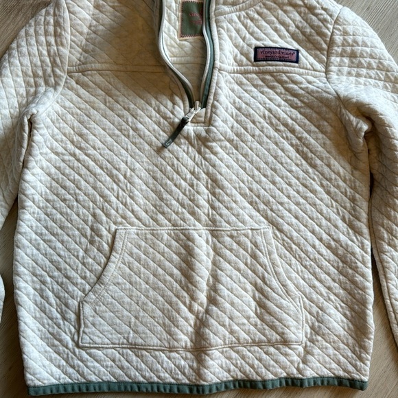 Vineyard Vines Youth Ivory Quilted Quarter Zip Pullover Size M (10-12) - Picture 4 of 4